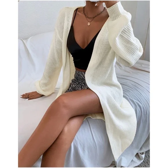 Cozy Open Front Knit Oversized Cardigan - Picture 2 of 9